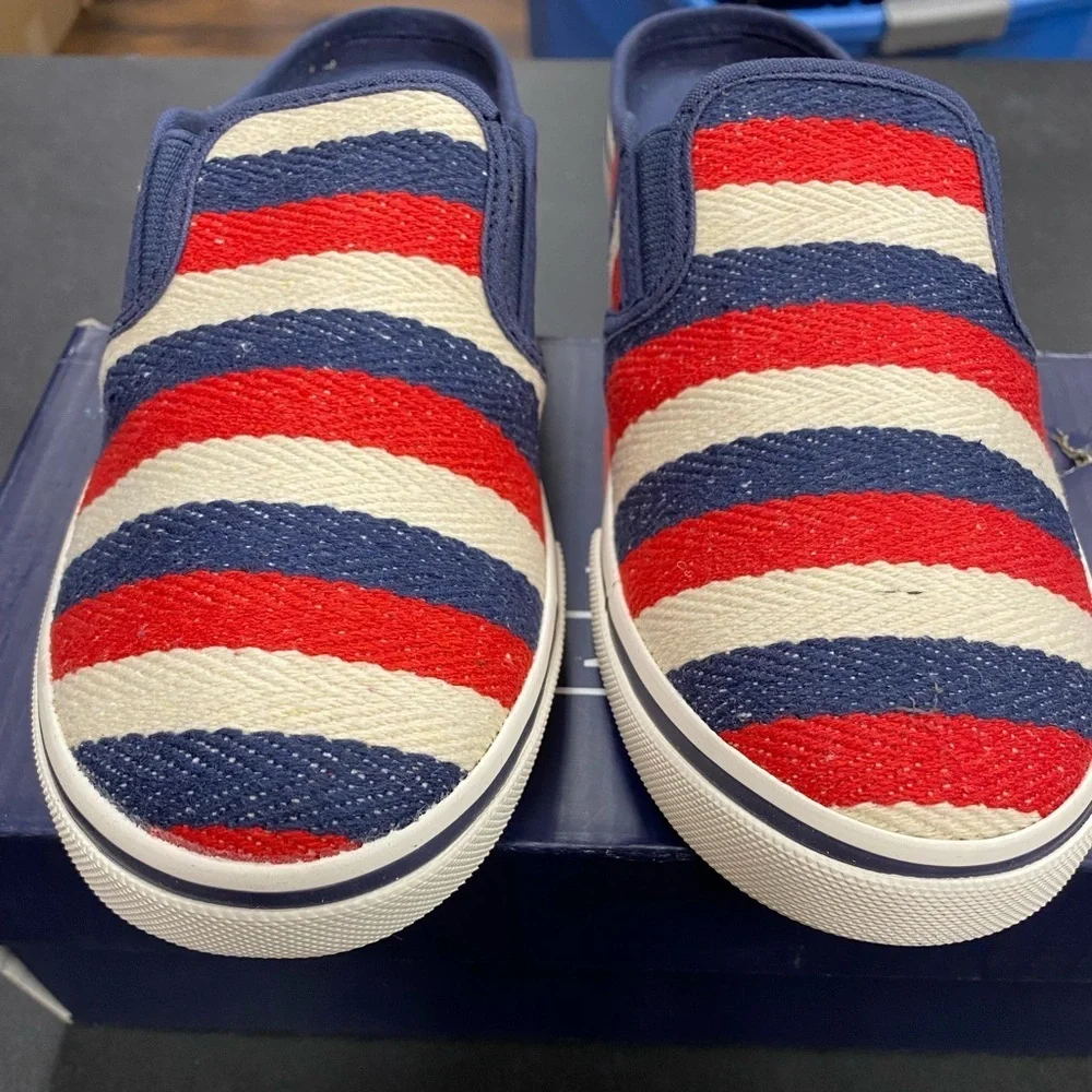xSOLD Chaps JAZMYN Red White & Blue Comfort Slide On Sneakers, Stripe, Slip-On, - Picture 2 of 6